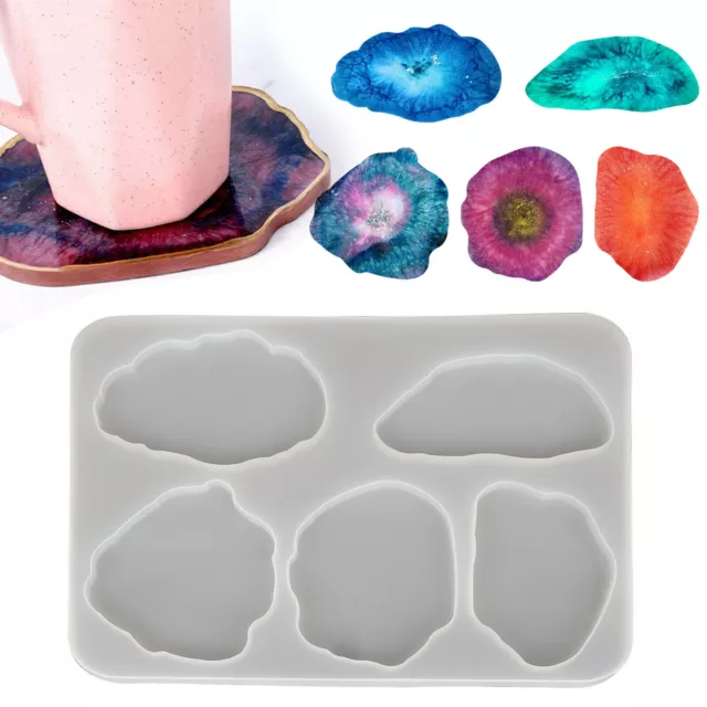 Silicone Coaster Mold Resin Casting Mould Agate Jewelry Clay DIY Making Art Tool