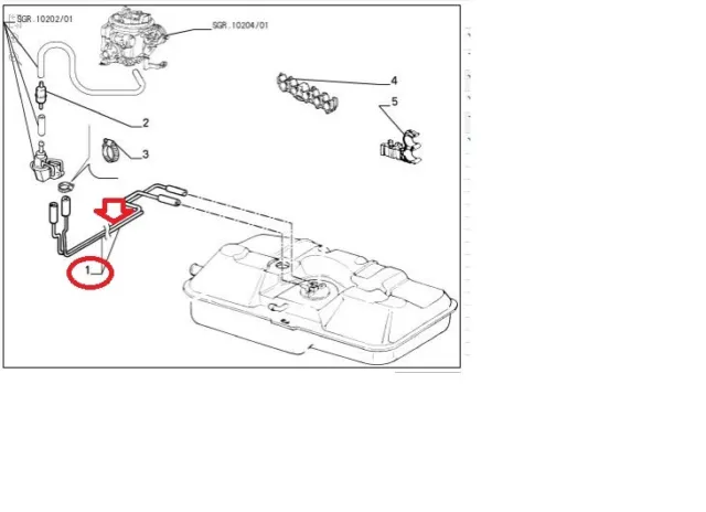 TUBO SERBATOIO FLESSIBILE CARBURANTE BENZINA FIAT CINQUECENTO 899 903cc 92->98 3