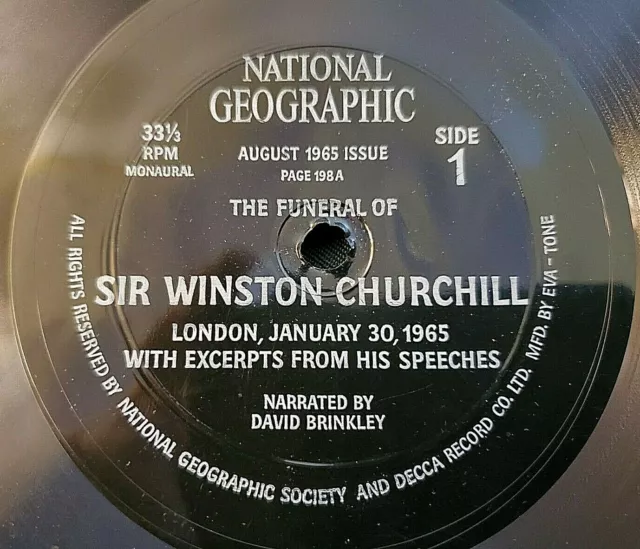 Vintage Winston Churchill Funeral & Speeches Flexi-Record Nat Geo Brinkley 1965