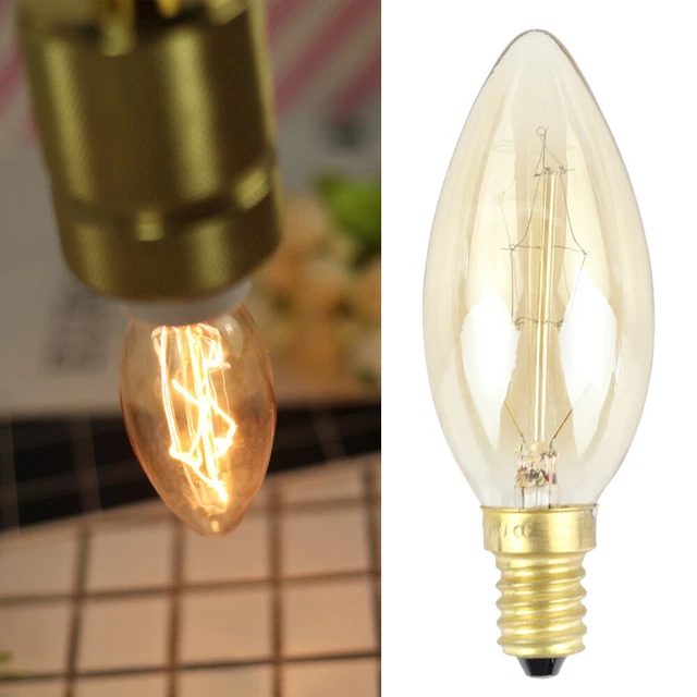 E14 Small Screw Cap Bullet Top Edison Filament 40W Candle Bulb For Home Lighting