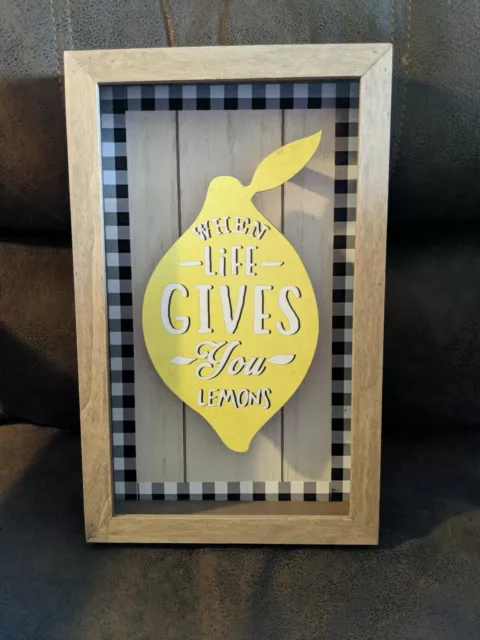 When Life Gives You Lemons Wall Decor Wooden Shadow Box New