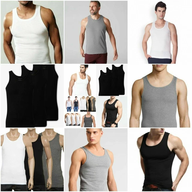 Mens Muscle Gym Vest Racer Back Tank T-Shirt Vests Training Top Fit 100