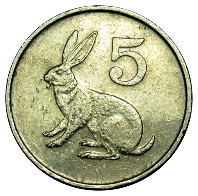 Zimbabwe 5 Cents coin 1997 KM#2 rabbit