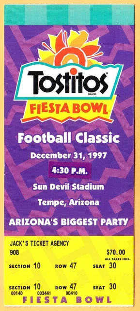 1997 FIESTA BOWL Ticket KANSAS STATE WILDCATS Syracuse Orangemen Orange Football