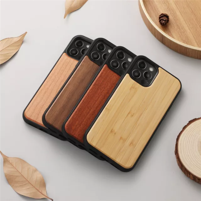 Shockproof Wood Hybird Case Cover for iPhone 14 13 12 11 Pro Max XS XR 8 7 6S SE
