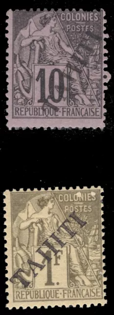 Momen: French Colonies In Tahiti Sc #9,16 1893 Mint Og H Lot #65356