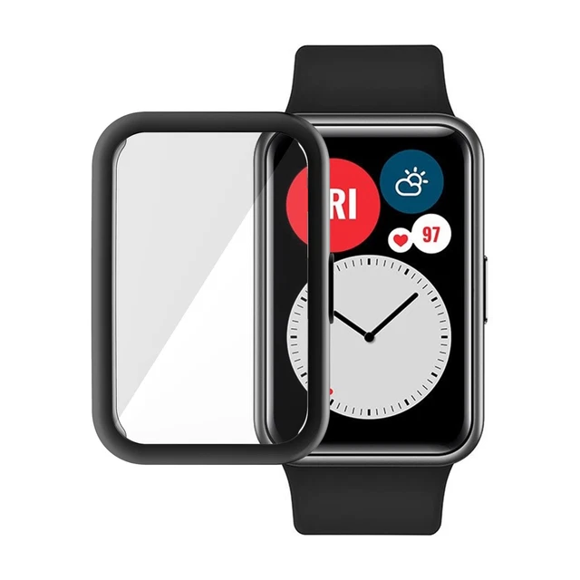 Schutzhülle für Huawei Watch Fit Full Cover Case Screen Protector schwarz TPU 5