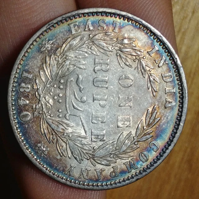 British Raj One Rupee INDIA QUEEN Victoria 1840 Genuine Silver Coin