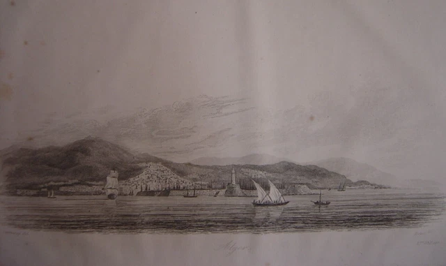 Très belle gravure d'ALGER c1840 Algérie