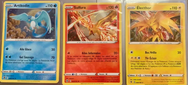 Lot De 3 Cartes Pokémon Holo LÉGENDAIRE Artikodin-Sulfura-Electhor Neuf FR