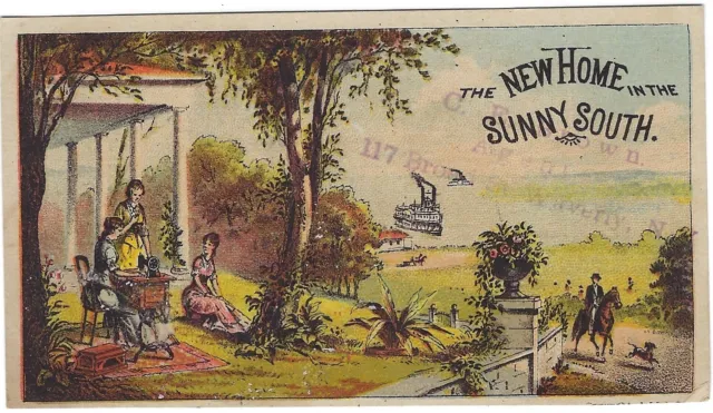 1880s New Home Sewing Machine Co Waverly NY Victorian Trade Card