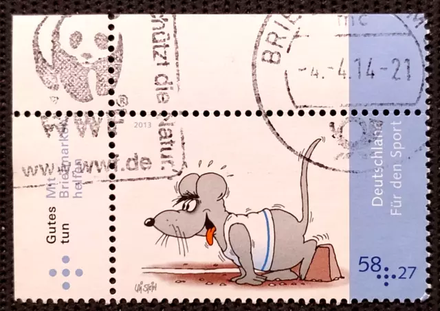 BRD 2013 MiNr. 3004 "Sporthilfe: Cartoons - Sprintmaus" 58+27 ct BZ-STEMPEL ECHT