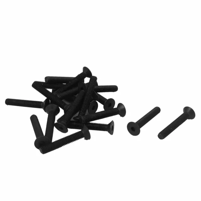 20pcs M4 X 25mm Tête Fraisée Hexagonale Prise Métriques Tournevis Tête Noire Vis