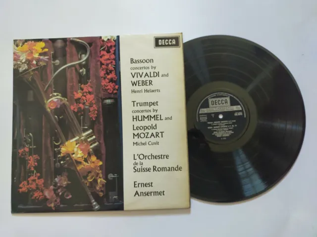 LP Vinyle 33T Helaerts, cuvit, ansermet "Bassoon and trumpet concertos" BE 1969