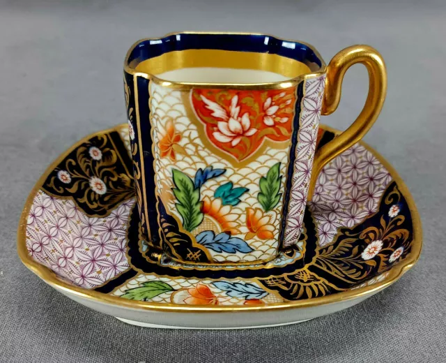 Royal Worcester Tiffany & Co Imari Floral & Gold Demitasse Cup & Saucer C. 1879