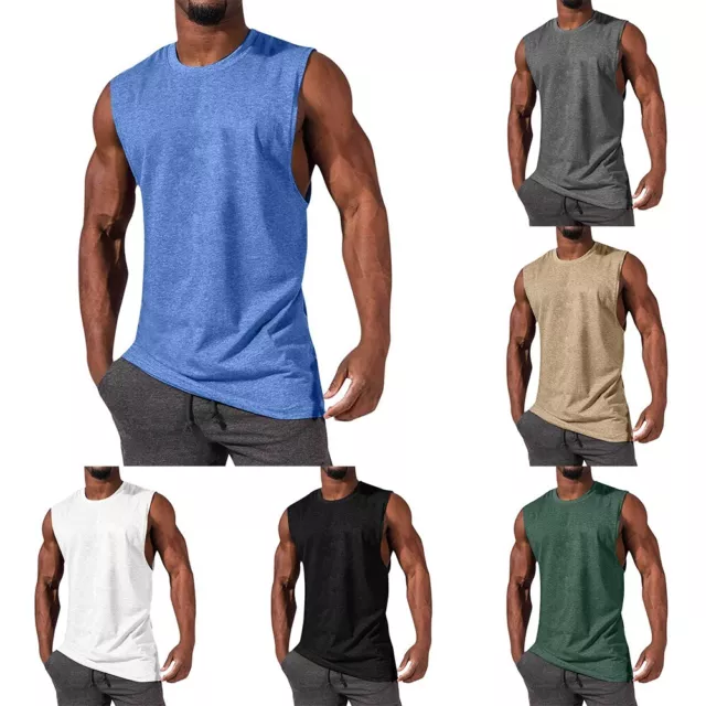 Uomo Palestra Allenamento Canotta Muscolo Tee Stringer Bodybuilding Smanicata