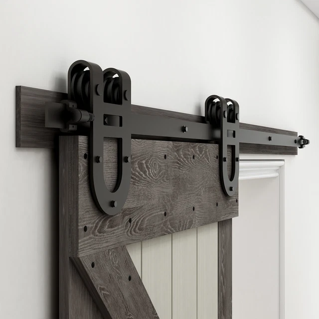 CCJH 4FT-20FT Sliding Barn Door Hardware Kit Track For One/Two Wood Doors