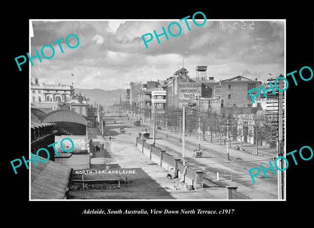 OLD POSTCARD SIZE PHOTO ADELAIDE SOUTH AUSTRALIA, VIEW OF NORTH TERRACE c1917