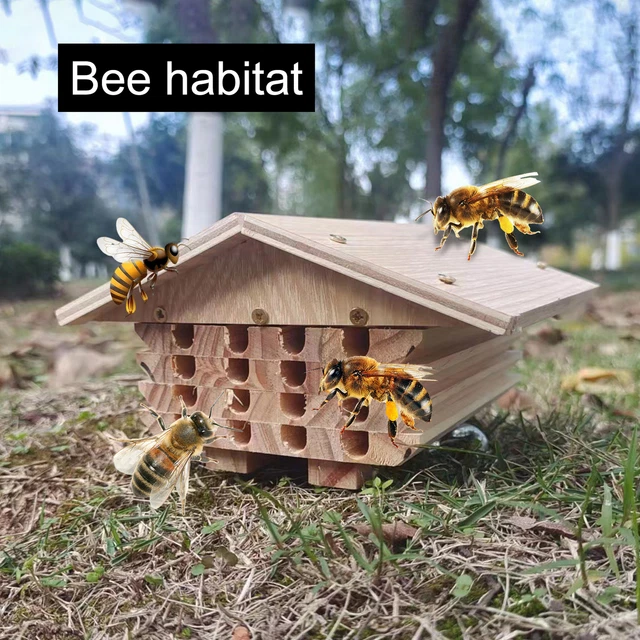 Outdoor Bee Hotel Hecho a mano Habitat Garden Yard Bee Habitat Room Fácil de usar