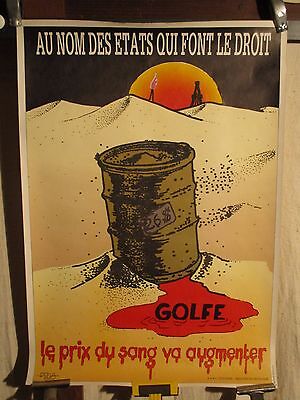 Affiche originale 1957 HUILE ESSO prix courant goutte bidon Oil can poster 