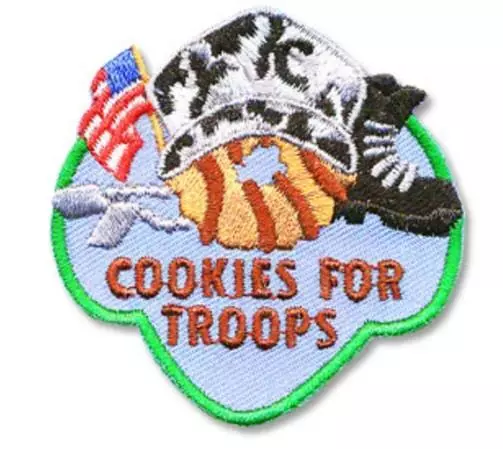 Girl Boy COOKIES FOR TROOPS cookie donation Fun Patches Crest Badge SCOUTS GUIDE