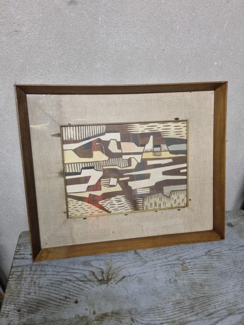 QUADRO PITTURA E Incisione Su Legno Con Con Cornice Firmato M. De Tuoni