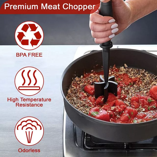 Meat Chopper Hamburger Chopper Mix Heat Resistant Smasher Ground Beef Masher 3