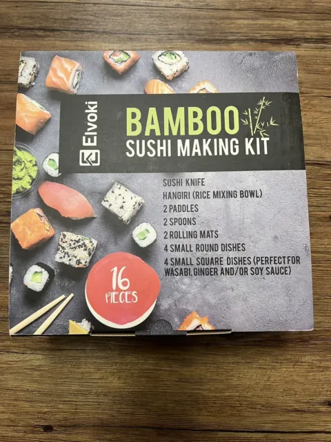 Elvoki Bamboo Sushi Making Kit 16-pc, Brand New