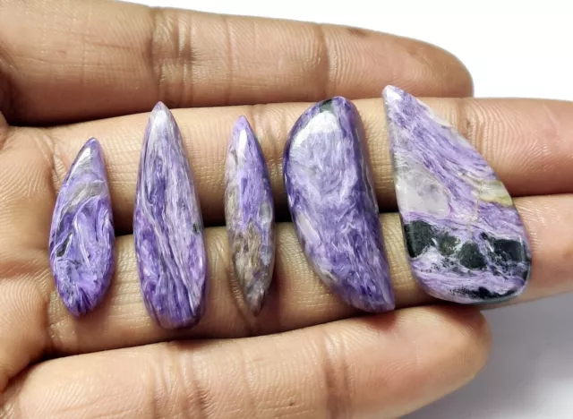 Natural Russian Purple Charoite Mix Cabochon Handmade Loose Gemstone Lot 67.5cts