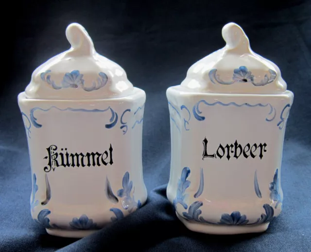 2 kleine Vorratsdosen von Herr Keramik handgemacht Kümmel und Lorbeer