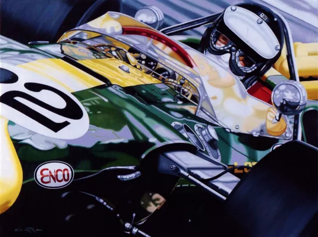 Jim Clark 90 x 70 cms limited edition F1 art print by Colin Carter