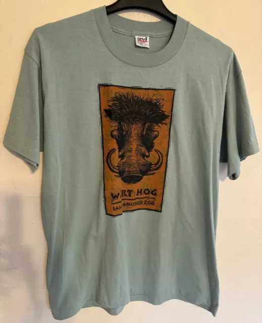 Vintage San Francisco Zoo T Shirt XL Single Stitch Graphic Light Blue Wart Hog