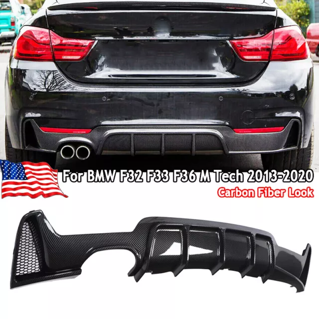 Rear Bumper Lip Twin Pipes Diffuser For 2014-20 BMW 4-Ser F32 F33 F36 428i 430i