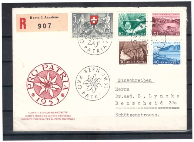 Schweiz 1953 MiNr. 580 - 584 Pro Patria Einschreiben FDC 1.6.1953