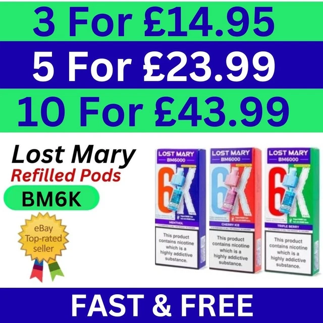 LOST MARY BM6000 Refill Pods Prefilled Replacement 20mg £23.99