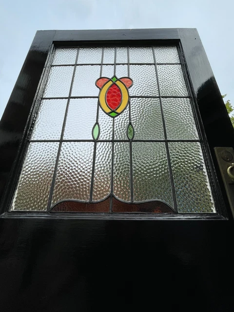 Old Antique Reclaimed Art Deco Nouveau 1930 External Leaded Light Front Door 3