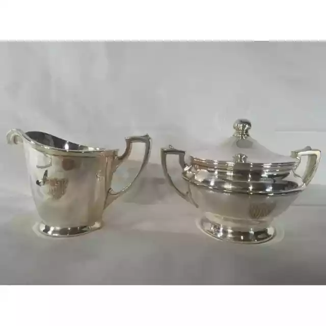 1924 International Silver Co. US Coast Guard Hotel style sugar bowl and creamer