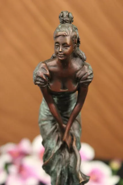 Busto Di Forlorn Maiden Bronzo Marmo Scultura Art Deco Caldo Statuina Figura 2