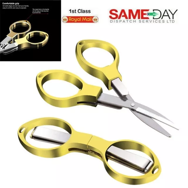 Hemline 10cm Folding Scissors Golden Sewing Thread Snippers Travel Use Safe