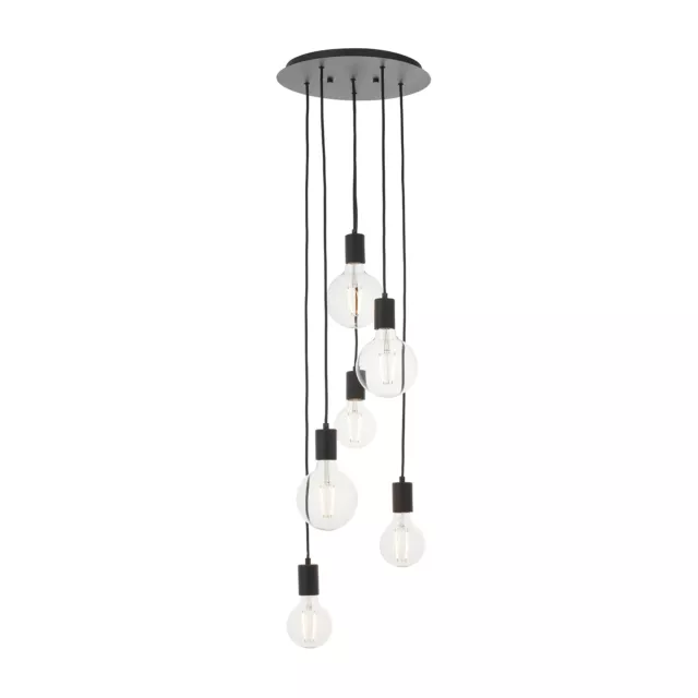 Ceiling Pendant Light Matt Black 6 x 10W LED E27 Dimmable Six Lights