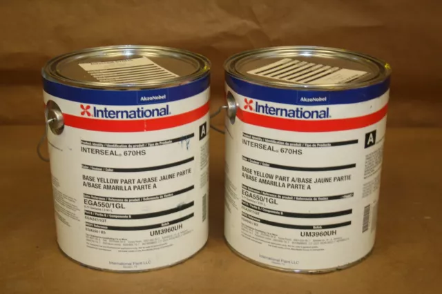 Lot of 2 1GL International Interseal 670HS Part A Epoxy -  Base Yellow