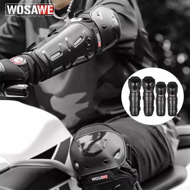 WOSAWE Motorcycle Knee Elbow Brace Pads Set ATV Motocross Racing Guards Adults