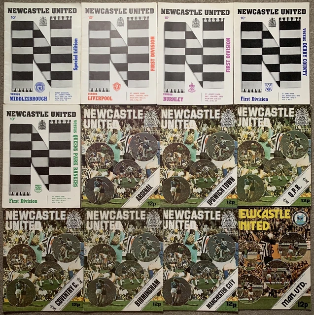 NEWCASTLE UNITED FC 1970s HOME FOOTBALL PROGRAMME COLLECTION