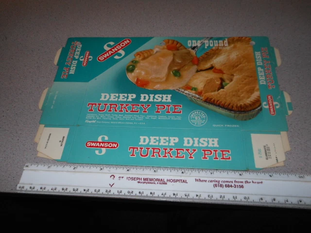 SWANSON 1960s TV dinner frozen food box UNUSED TURKEY POT PIE 1 pound