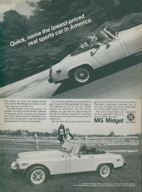1978 MG Midget Rail Fence Country Road Real Sports Car Vintage Print Ad SI2