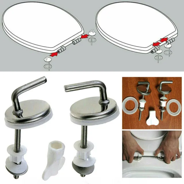 2Pcs Toilet Seat Fittings Quick Release Hinges Steel Toilet Cover Hinges Top Fix