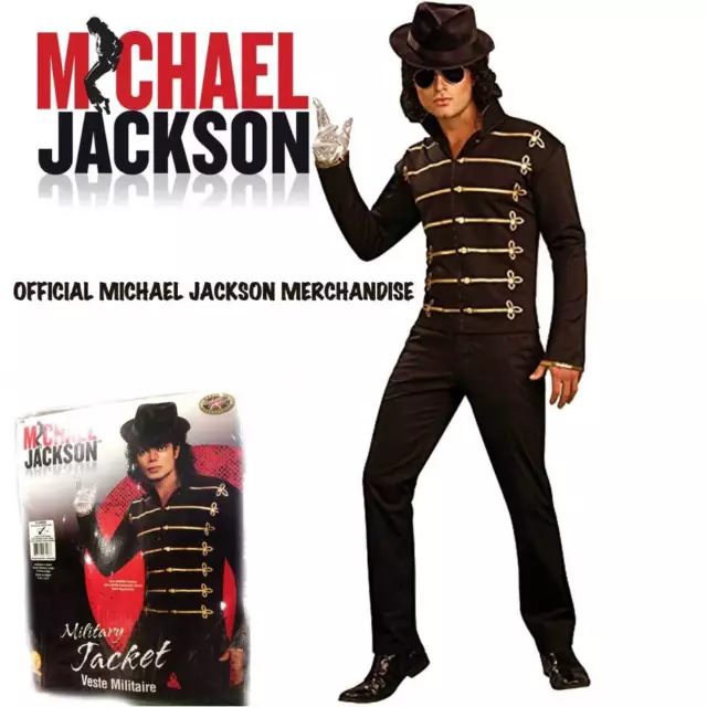 Official Michael Jackson Merchandise Military Jacket Black Gold Adult Costume XL