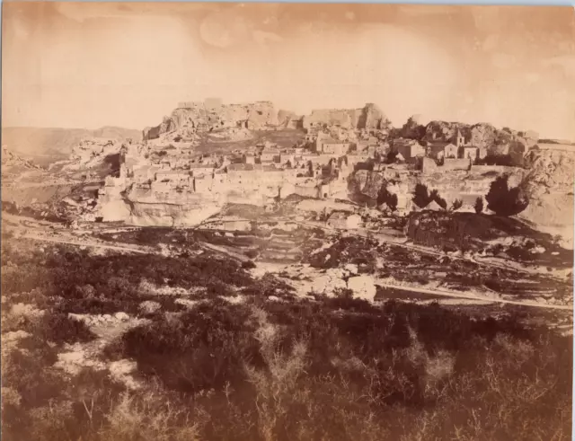 France, Les Baux de Provence vintage albumen print, albumin print 21 x 2 print