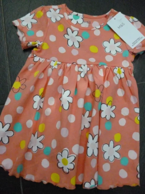 Marks and Spencer Baby Girls Cotton Jersey Floral Dress 3-6 months BNWT  M&S