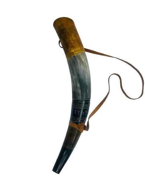 Viking Blowing Horn Whistle , Medieval Natural Carnyx Ancient Hunting tool Bull